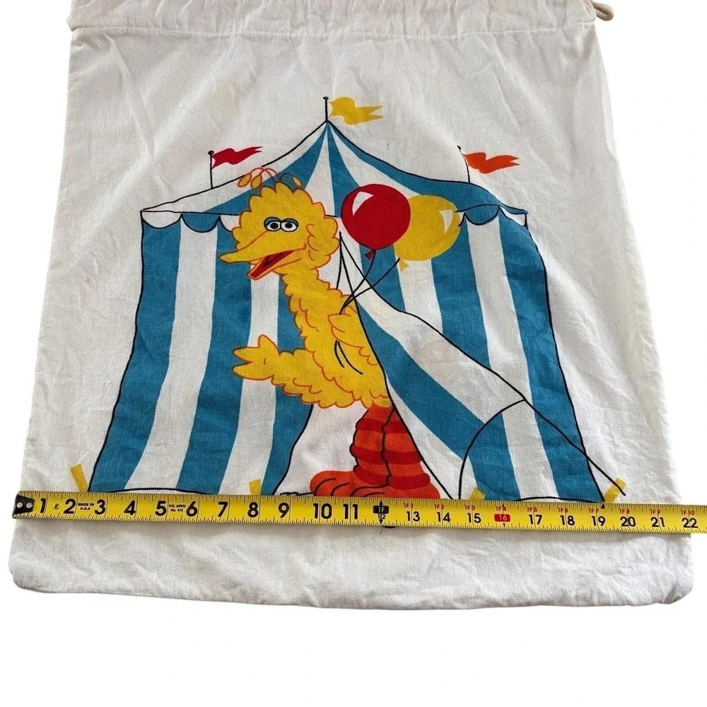 Vintage Sesame Street BIG BIRD Circus Balloons Drawstring Sack Cinch Bag 90's